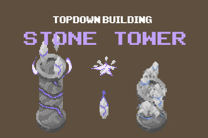 Stone Tower - Top Down Pixel Art Tower Assets