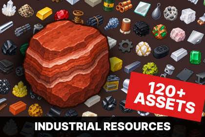Industrial Materials Mining Metals Ores Crafting Resources Icons Pack