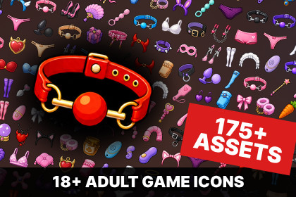 Adult Romance Lingerie Sex Shop Icons Pack for Dating Simulation and 18+ Games