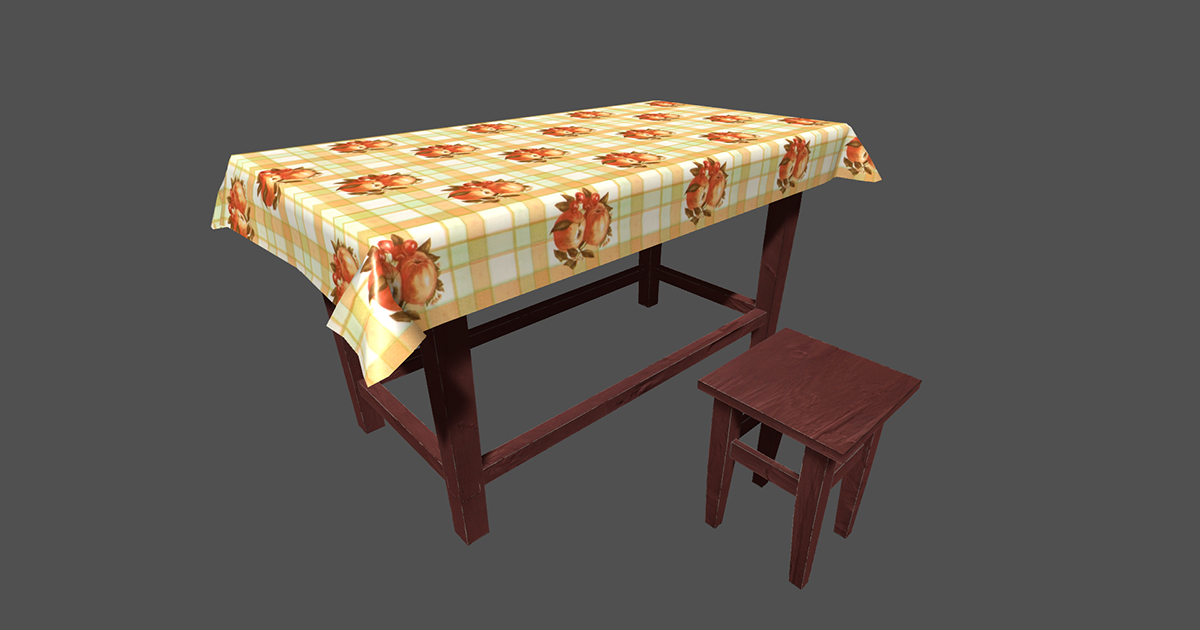 Old wooden table and chair | 3D Furniture | Unity Asset Store