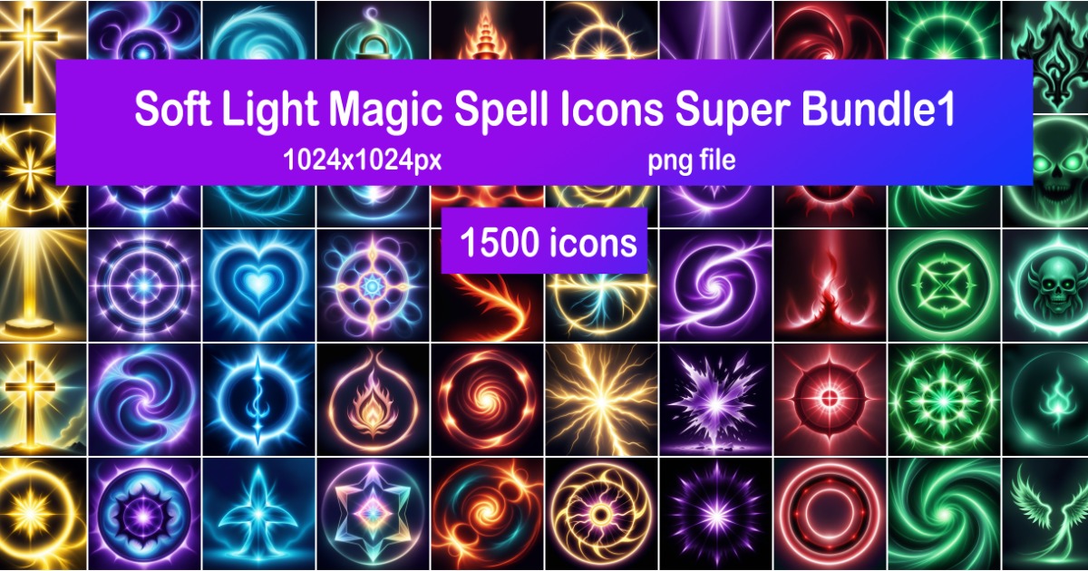 Soft Light Magic Spell Icons Super Bundle1 | 2D Icons | Unity Asset Store