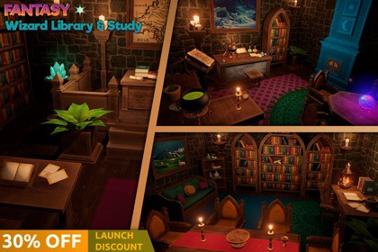 Fantasy Wizard Library & Study Furniture Pack