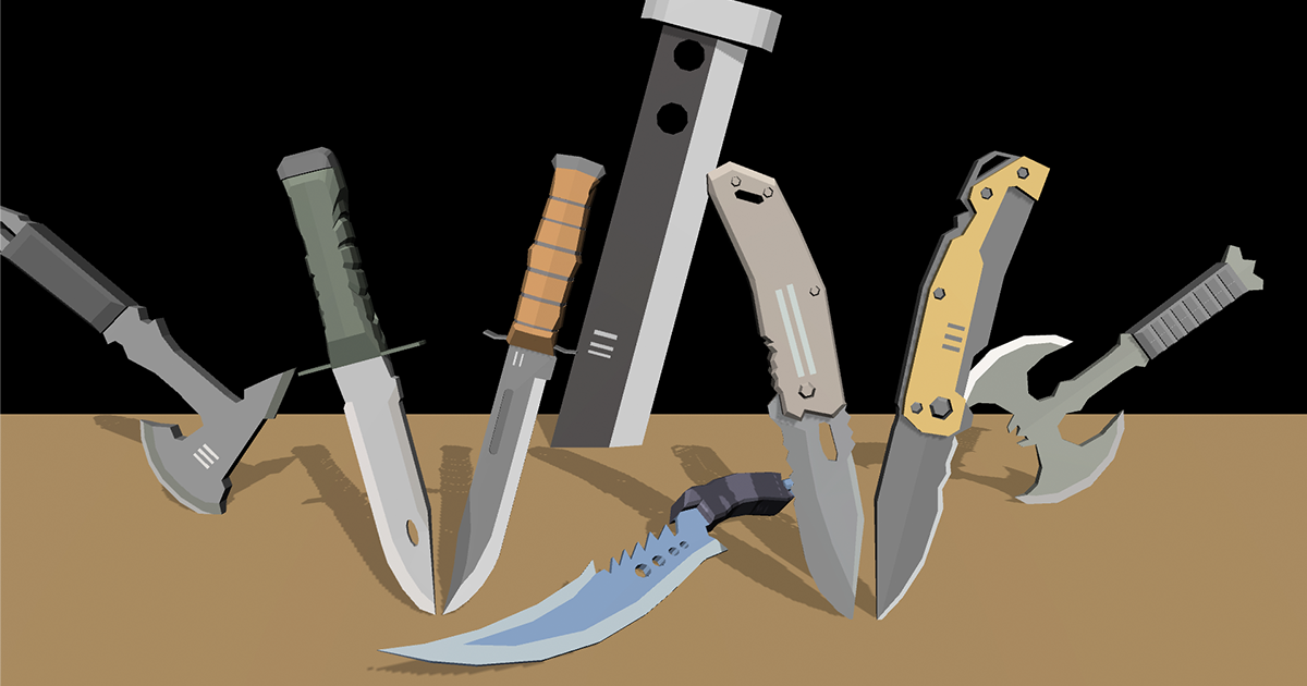 Low Poly Knife Pack 3D Weapons Unity Asset Store