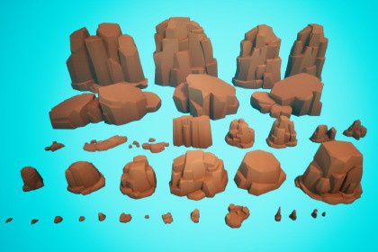 3D Flat Stylized Rock Pack