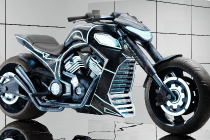 Sci-Fi Chopper Motorcycle Low-poly