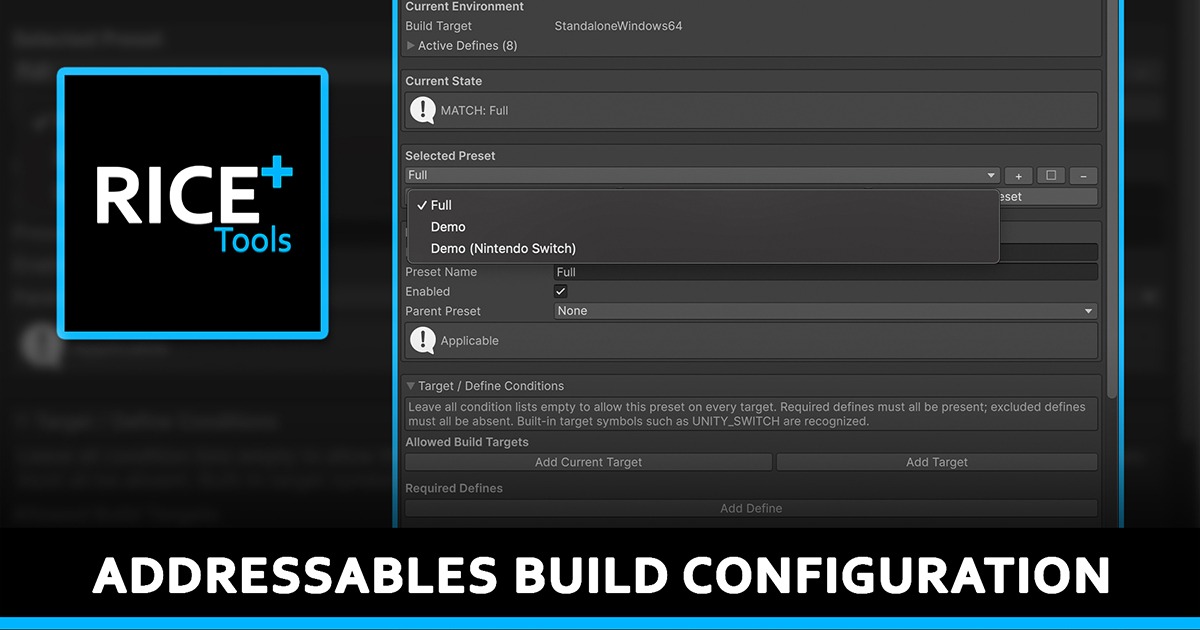Addressables Build Config - Presets & Group Profiles | Utilities Tools ...