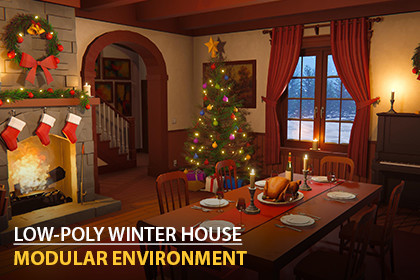 Low-Poly Winter House Interior