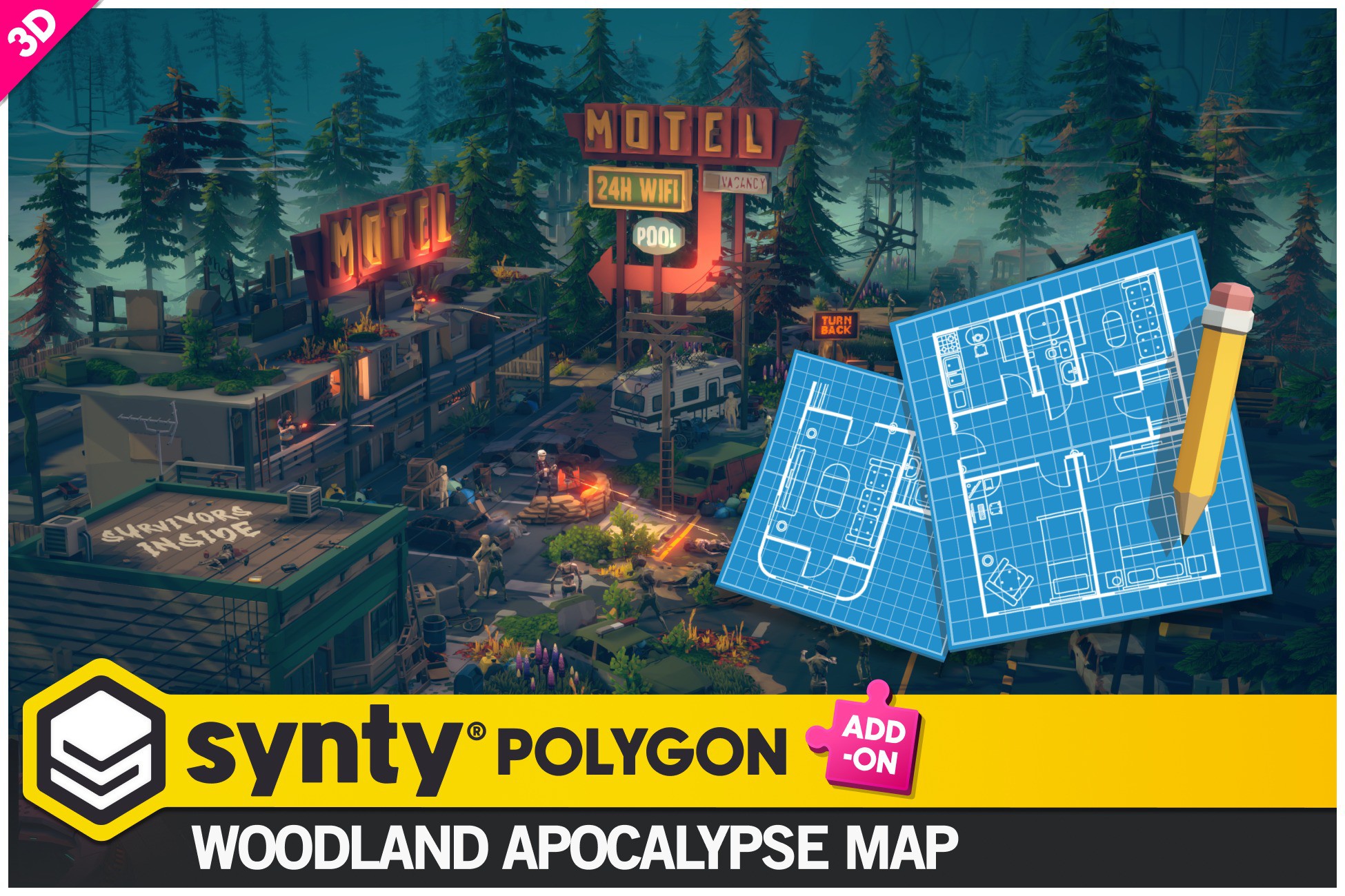 POLYGON - Woodland Apocalypse Map by Synty