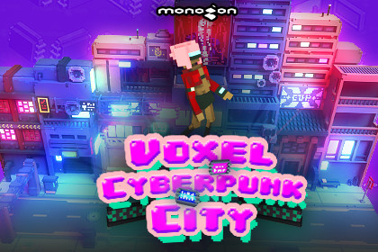 Voxel Cyberpunk City - 3D pixel art - monogon