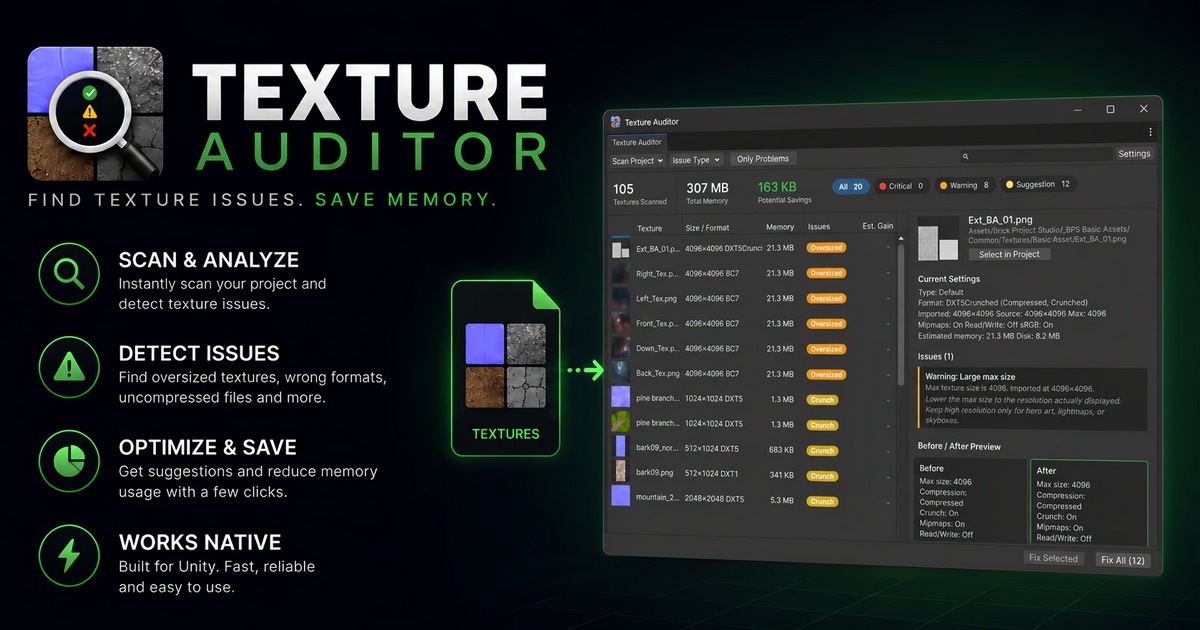 Texture Auditor - Optimize Memory, Build Size & Performance | Utilities ...