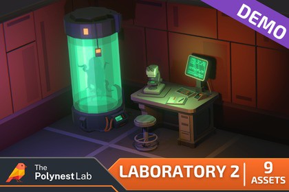 FREE Low Poly Sci-Fi Laboratory 2 Environment Demo / Cosmic Retro
