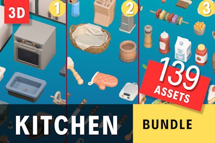 Low Poly Stylized Kitchen Bundle