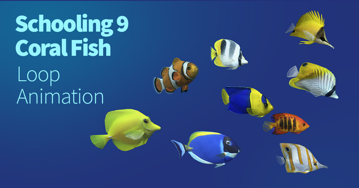 Unity Asset Fish Schooling 9 Coral Fish | Characters | Unity Asset Store