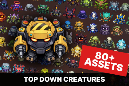 Chibi Top Down Monster Boss and Creature Icons Pack for RPG Strategy Games