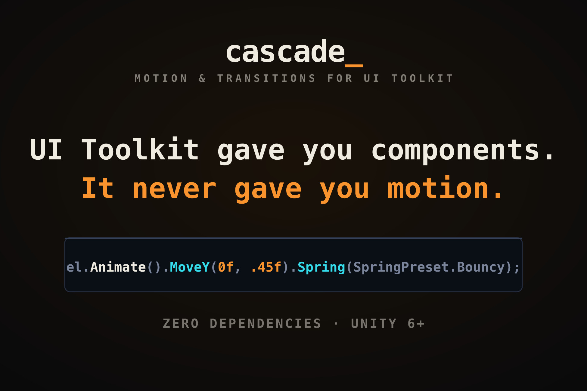Cascade - UI Toolkit Animation, Tweens & Transitions