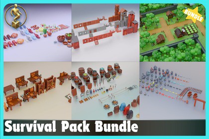 Low Poly Survival & Crafting Bundle – 6 Game Asset Packs