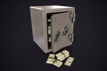 Safe with banknotes