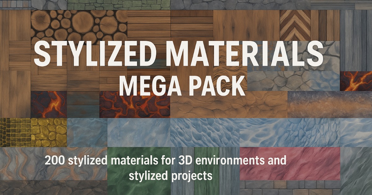 Stylized Materials Mega Pack 1 – 200 Handcrafted Textures | 2D テクスチャ ...