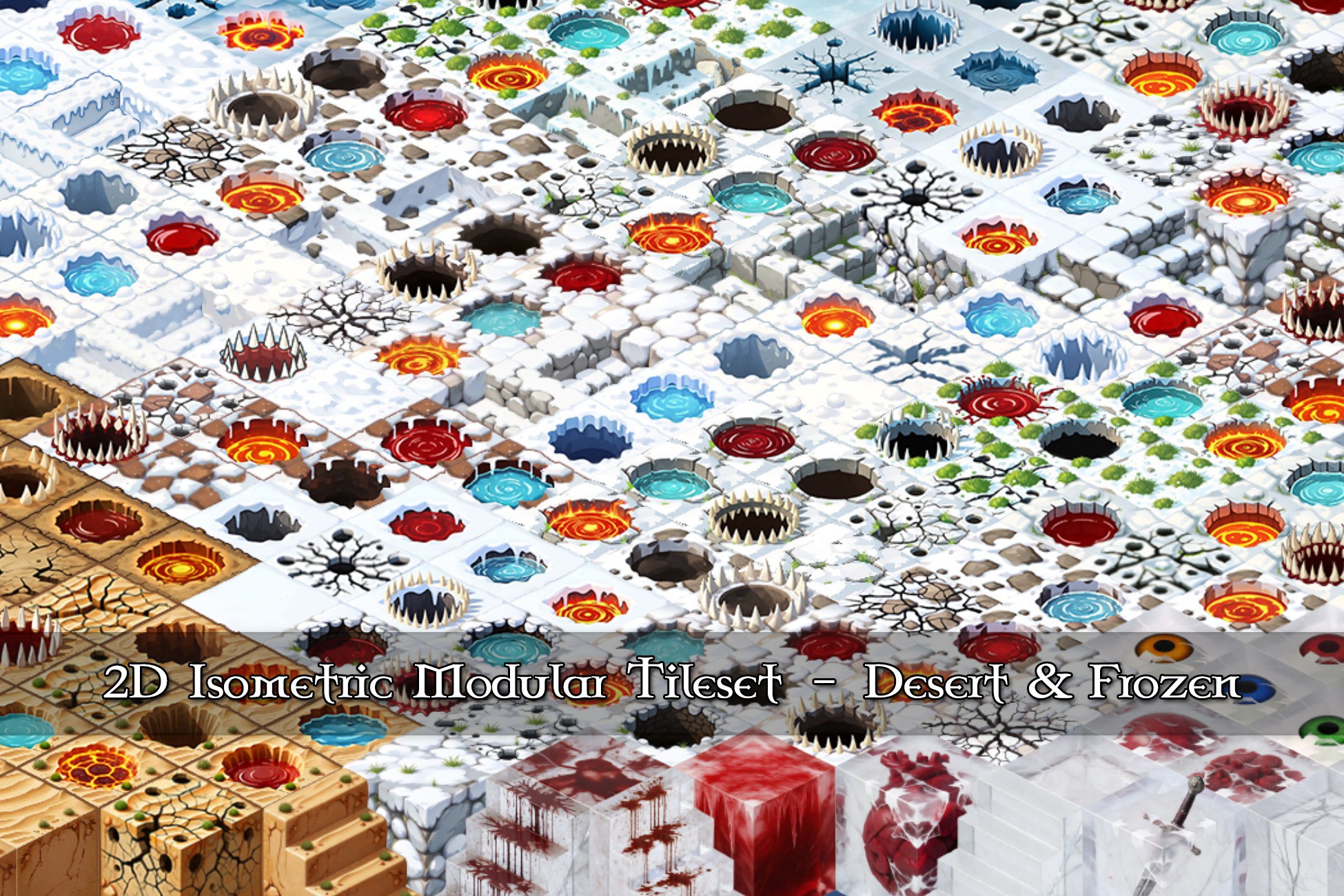 2D Isometric Modular Tileset – Desert & Frozen | 2D Environments ...