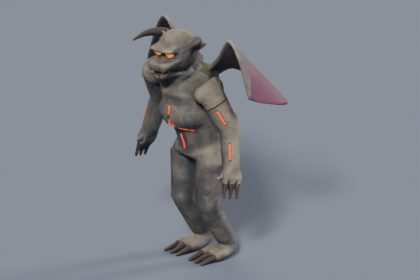 3D Gargoyle - Stylized Rigged Winged Stone Monster with PBR and LODs