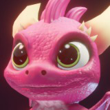 Cartoon Pink Baby Dragon 3D Model & 5 Music Tracks & 36 Sound Effects (Built-in)