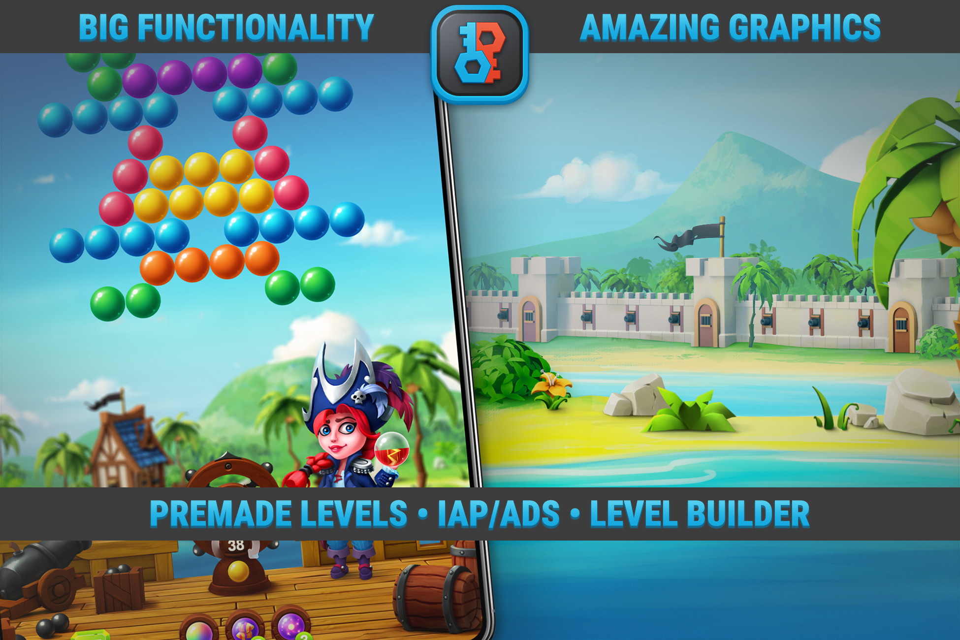 MK Bubble Shooter Kit • Pirate Pop Game Template
