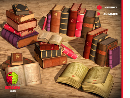 Antique Book Set / Animated / Low Poly | 3D Interior | Unity Asset Store