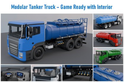 Modular Tanker Truck – Game Ready PBR Vehicle with Interior, UI Dashboard