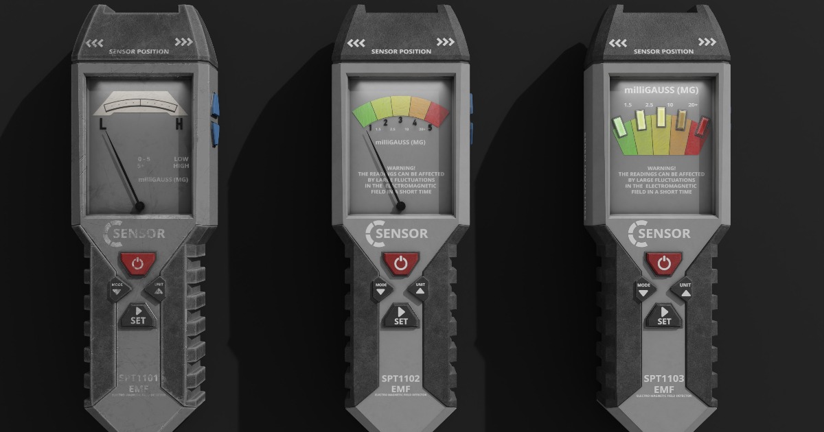 Modern upgradeable EMF Detector PBR 3D Tools Unity Asset Store