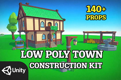 Low Poly Town Construction Kit | Modular House And Props