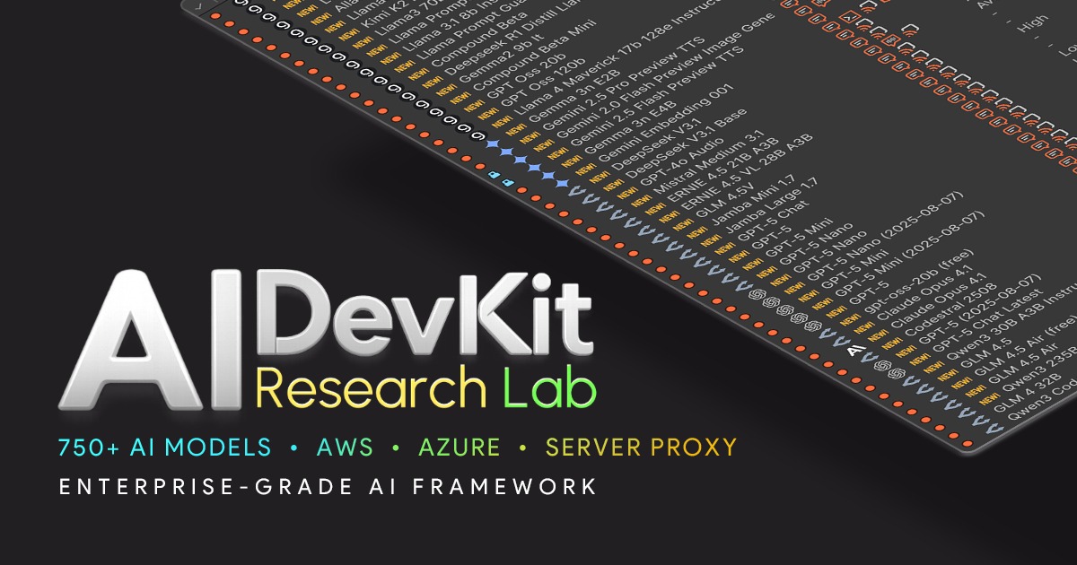 AI DevKit RESEARCH LAB - Aws, Azure, Server Proxy | AI-ML Integration ...