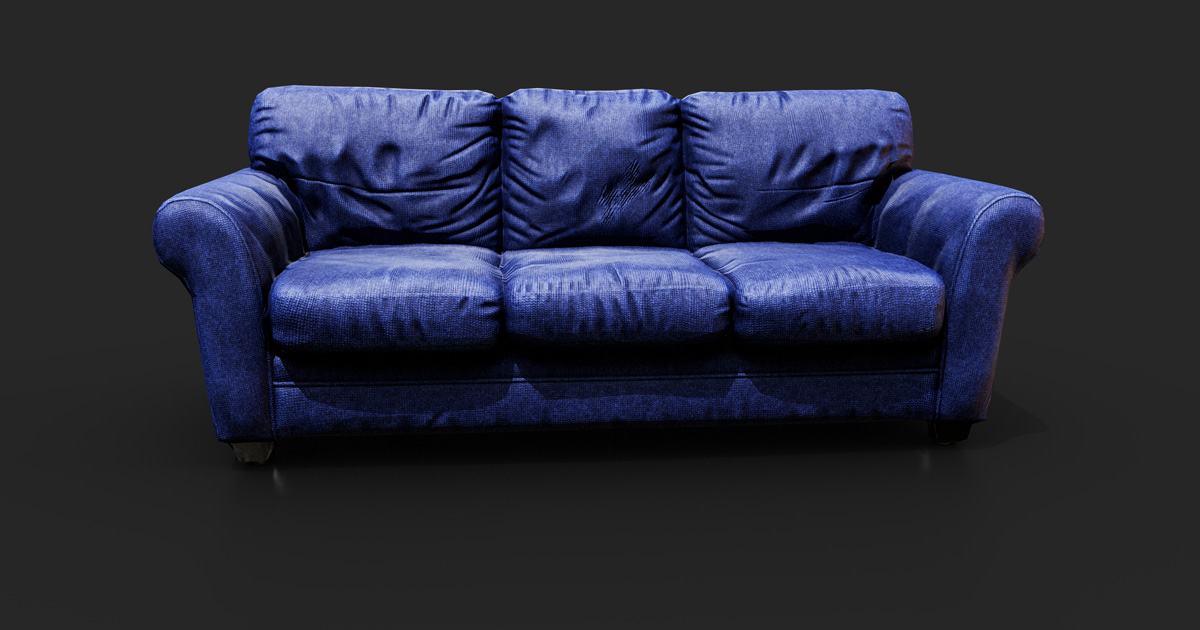 Unity Rendering Sofa Vintage Blue Sofa Game-Ready 3D Model | 3D Furniture | Unity Asset Store