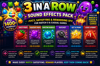 3 In A Row Sound Effects Pack – Juicy & Satisfying SFX for Match-3 Games