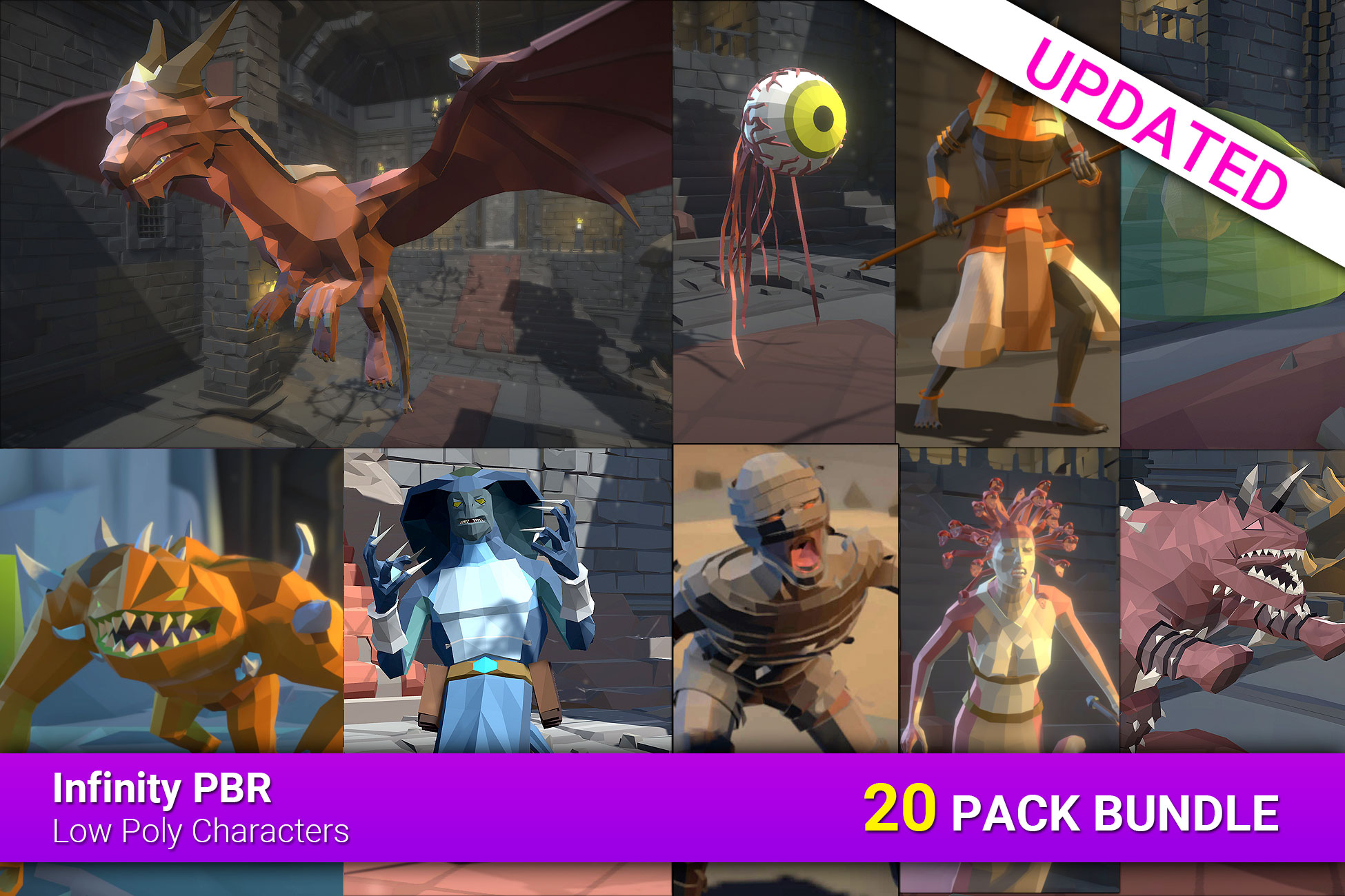 Low Poly Monster Bundle 1 - 20 Character Packs! - Fantasy RPG | 3D ...