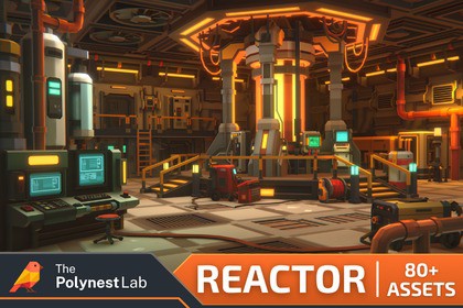 Low Poly Sci-Fi Reactor Environment / Cosmic Retro