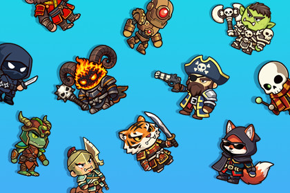 30 Minimal 2D Fantasy Heroes – Stylized Animated Pack