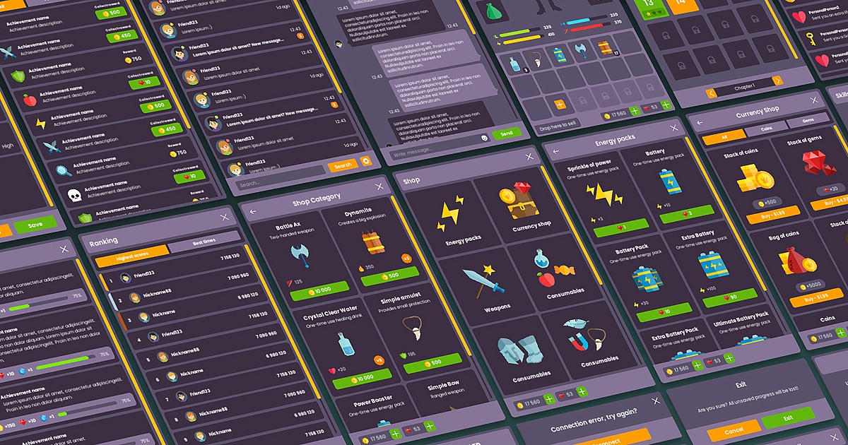 Ultimate Violet GUI PRO kit - complete UI + PSD sources | 2D GUI ...
