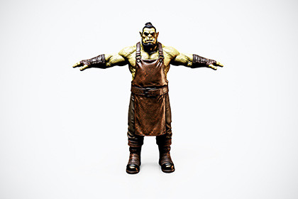 Rigged Orc Blacksmith 3D Model Game Ready Npc