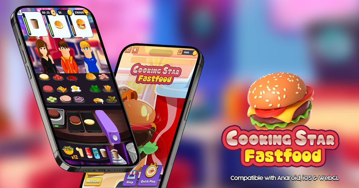Cooking star, fast food game template (portrait view) | Packs | Unity ...