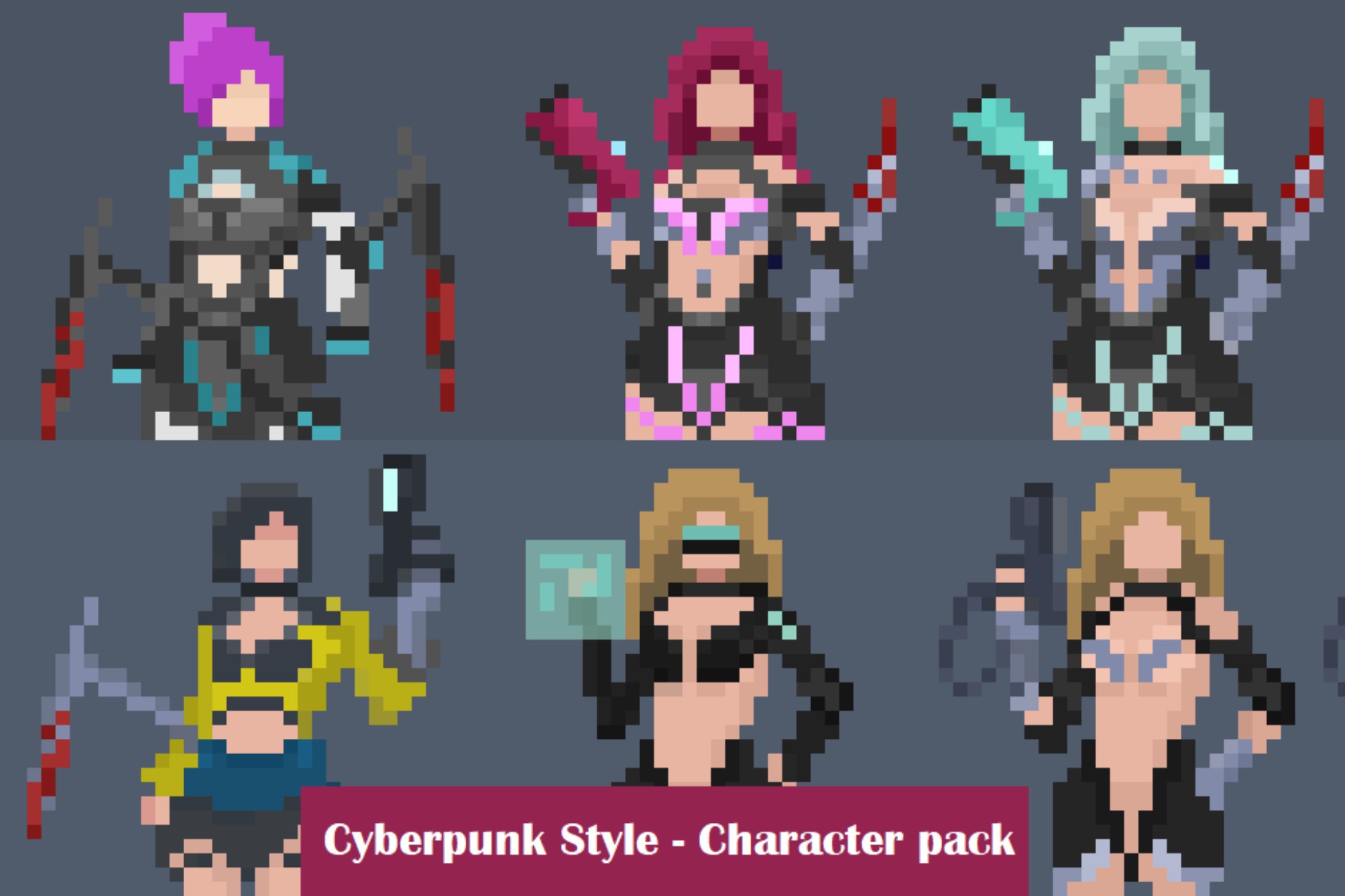 Pixel Art Cyberpunk Style Character Pack 2D Characters Unity Asset pixel-art-cyberpunk-style-character-pack-2d-characters-unity-asset