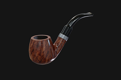 Bent Billiard Smoking Pipe 3D Model Game-Ready