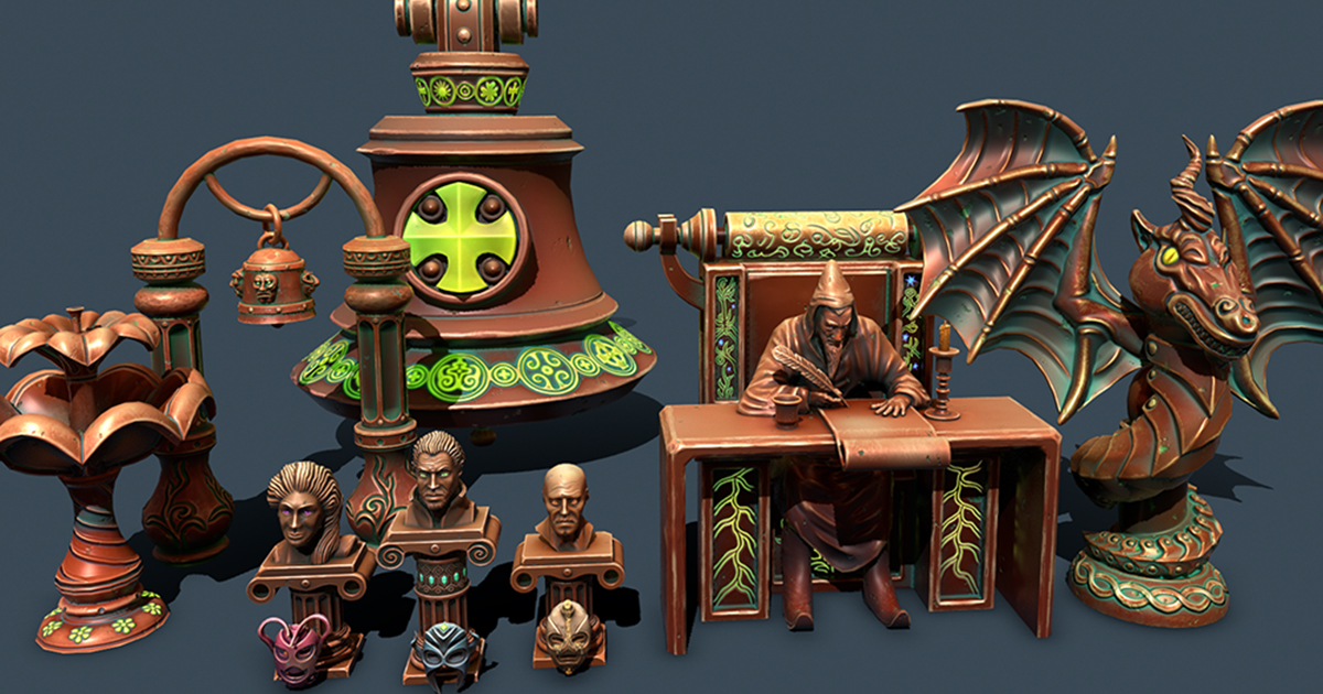 fantasy statues 2 3D Props Unity Asset Store