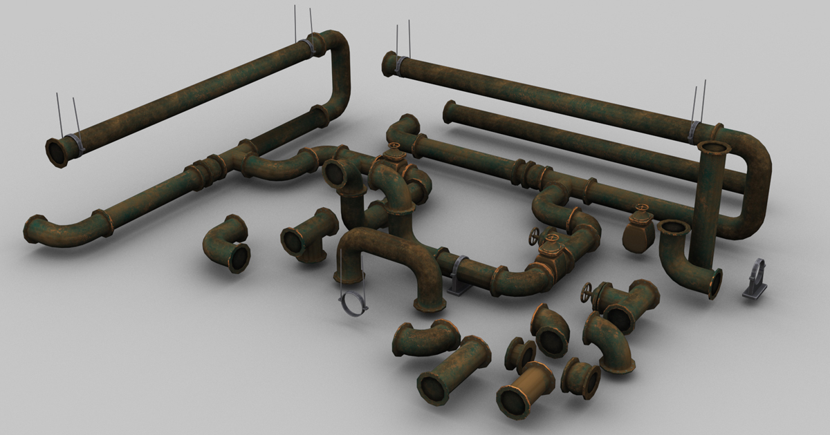 Pipe Set Lowpoly | 3D Industrial | Unity Asset Store