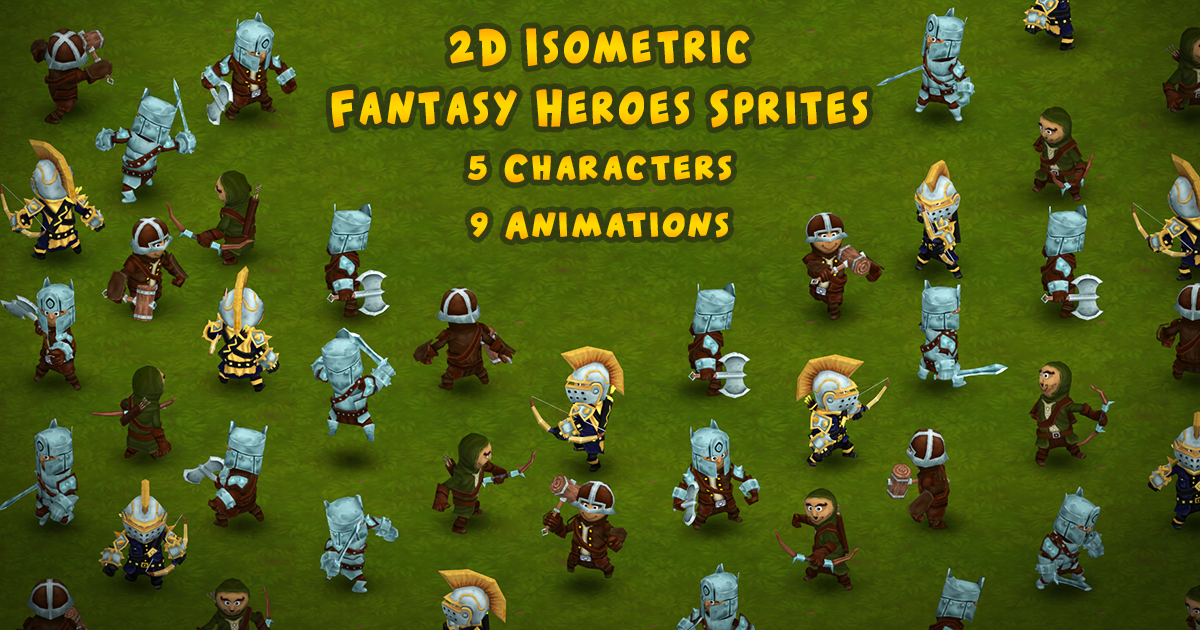 2D Isometric Fantasy Heroes Sprites x 9 Animations | 2D Characters ...