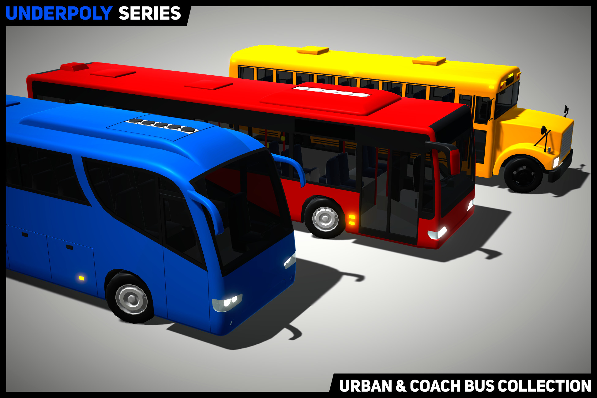 UNDERPOLY: Urban & Coach Bus Collection | 3D 汽车 | Unity Asset Store