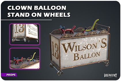 Clown Balloon Stand on Wheels (Clown, Stand, Realistic, Carnival)