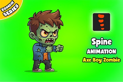 Axe Boy Zombie - 2D Animated Character (Spine)
