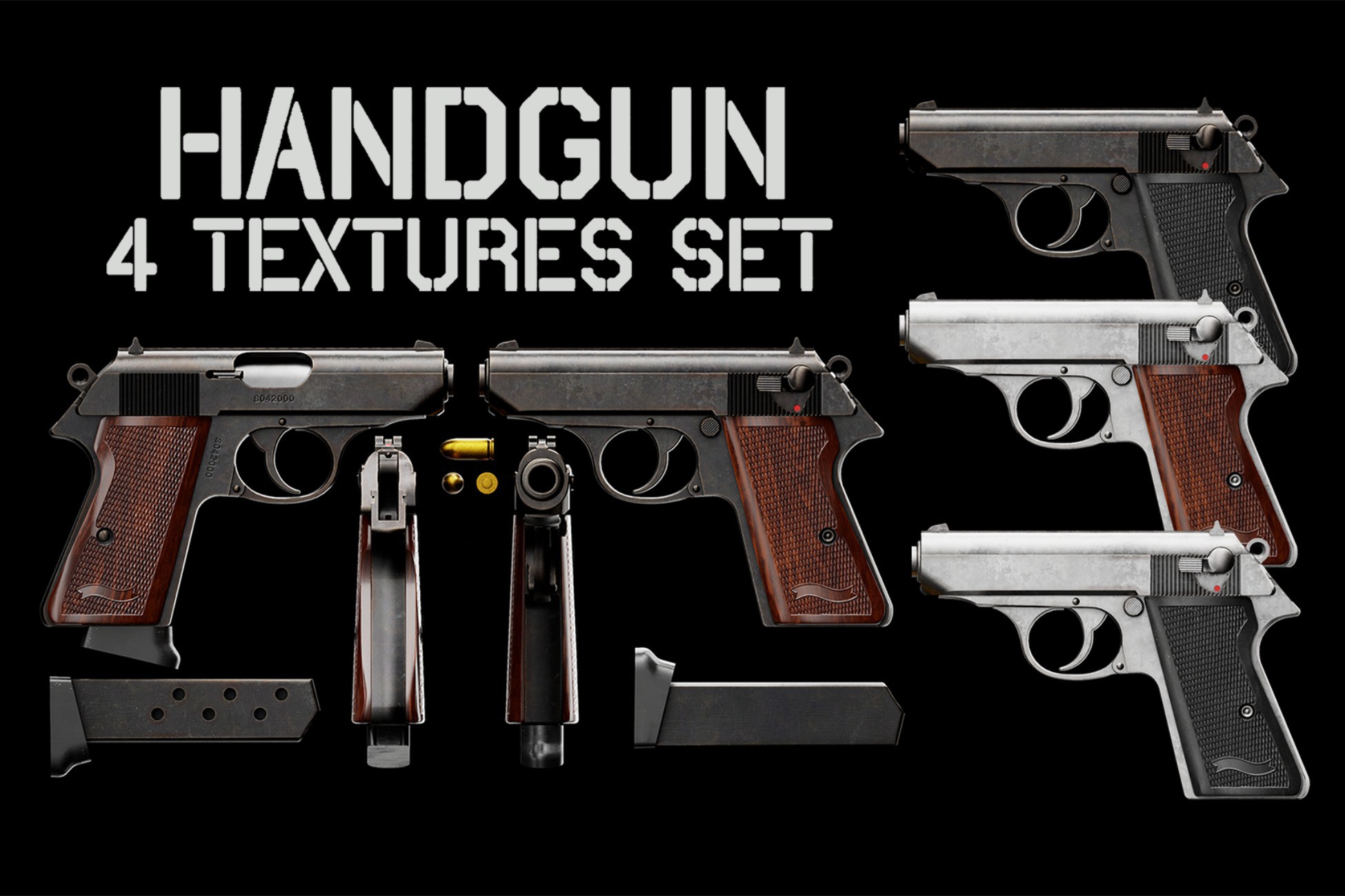 handgun with 4 textures set - FPQC | 3D Weapons | Unity Asset Store