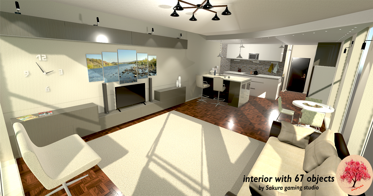 Modern studio (one room apartments) | 3D Interior | Unity Asset Store