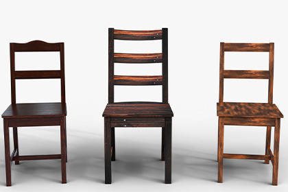 3 Rustic Wooden Chair Pack 4